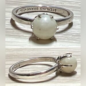 Vintage Designer VARGAS Sterling Silver Milky Agate Orb Ring, Size 6.75, 1.5g